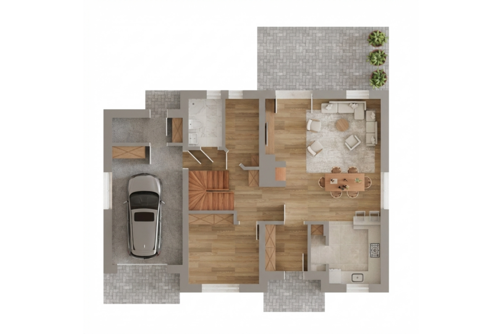 Wizualizacja rzutu pierwszego piętra.