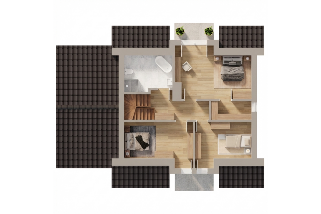 Wizualizacja rzutu drugiego piętra.